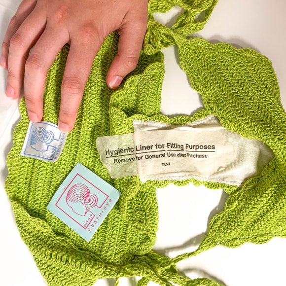 Luxury Handmade S Crochet Sequin Bikini Green - Picture 12 of 13